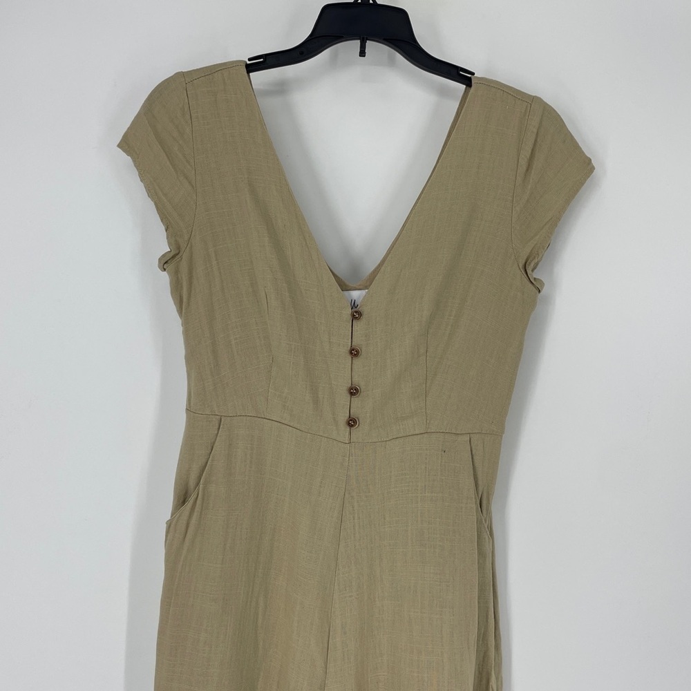 PRINCESS POLLY Seven Days Jumpsuit Sz 4 Beige Wide leg Cropped Pockets - Picture 4 of 9